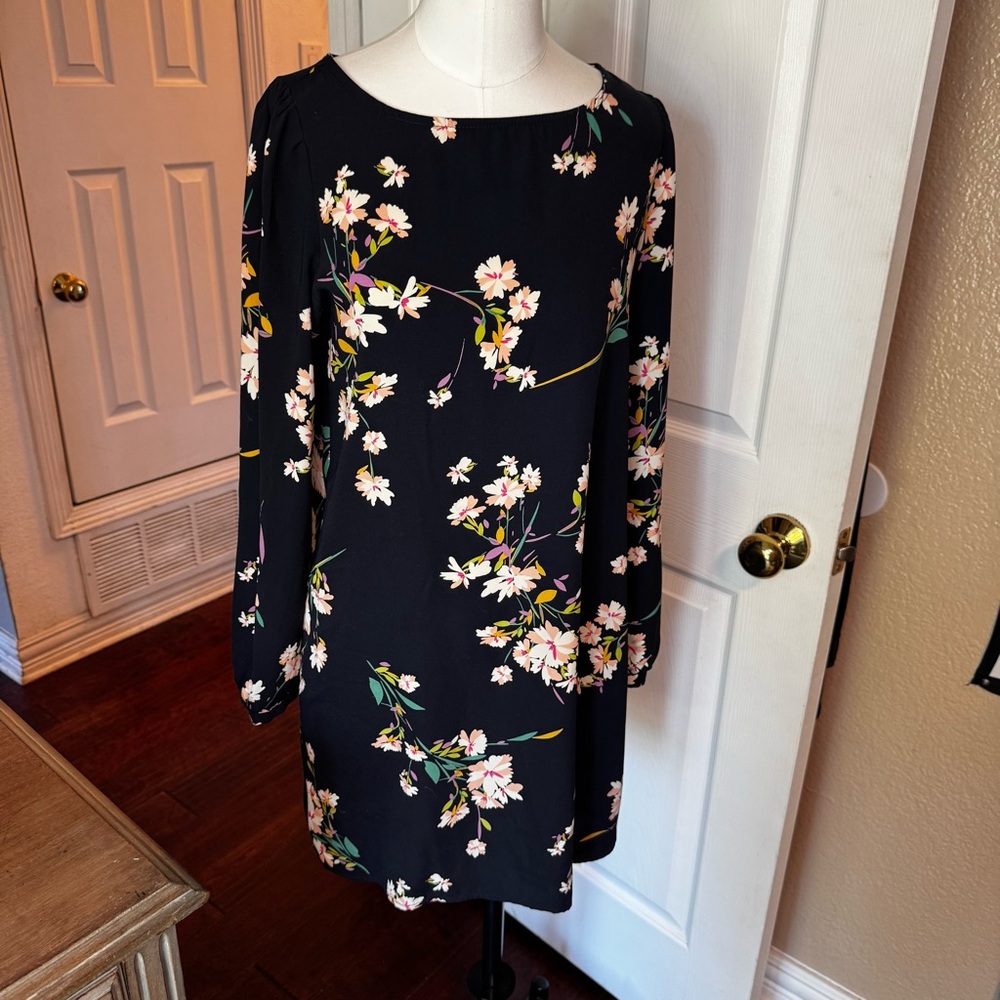 Honey Punch Dark Floral Long Sleeve Dress
